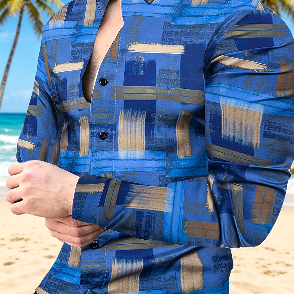 Chemise à manches longues rayées pour homme pour l'été