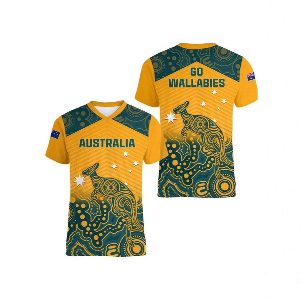 Modèle Kangaroo australien T-shirt pour enfants Imprimé Animal Pattern Sports Col V Court-