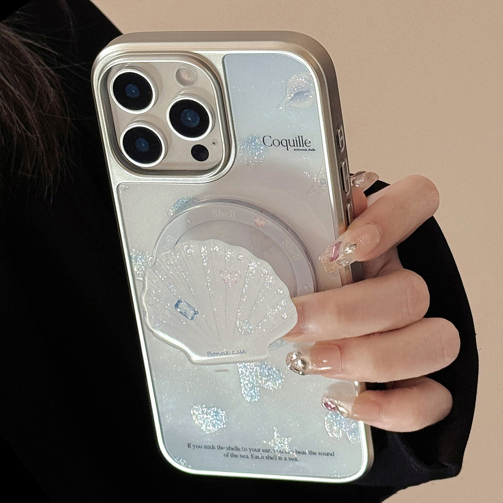 Deosa Marine Shell Magnetic Suction Bracket Étui de téléphone tout compris