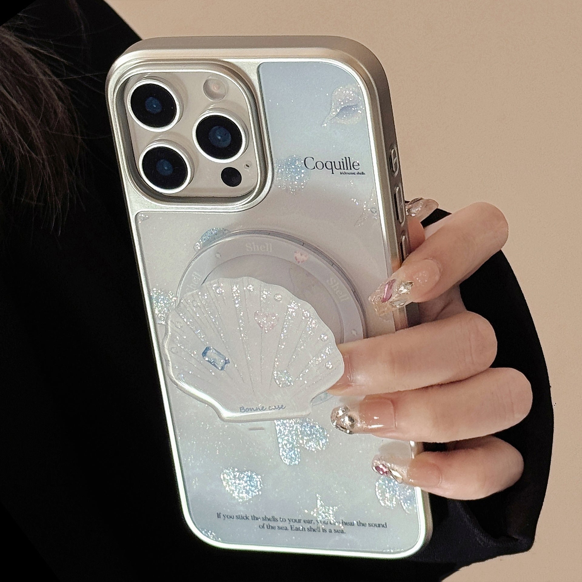 Deosa Marine Shell Magnetic Suction Bracket Étui de téléphone tout compris