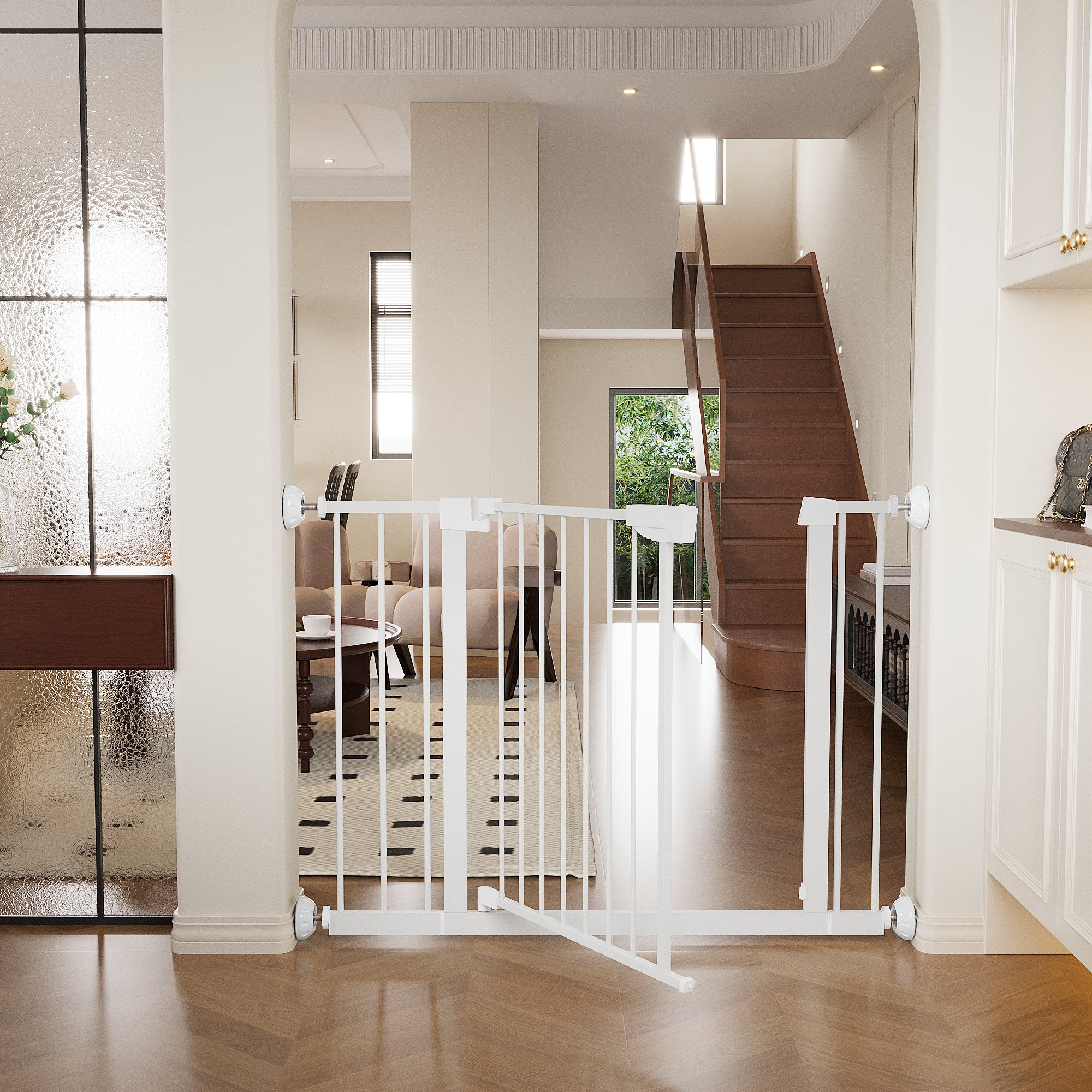 29,5-45,3" Wide Baby Gate avec protecteur mural pour escaliers