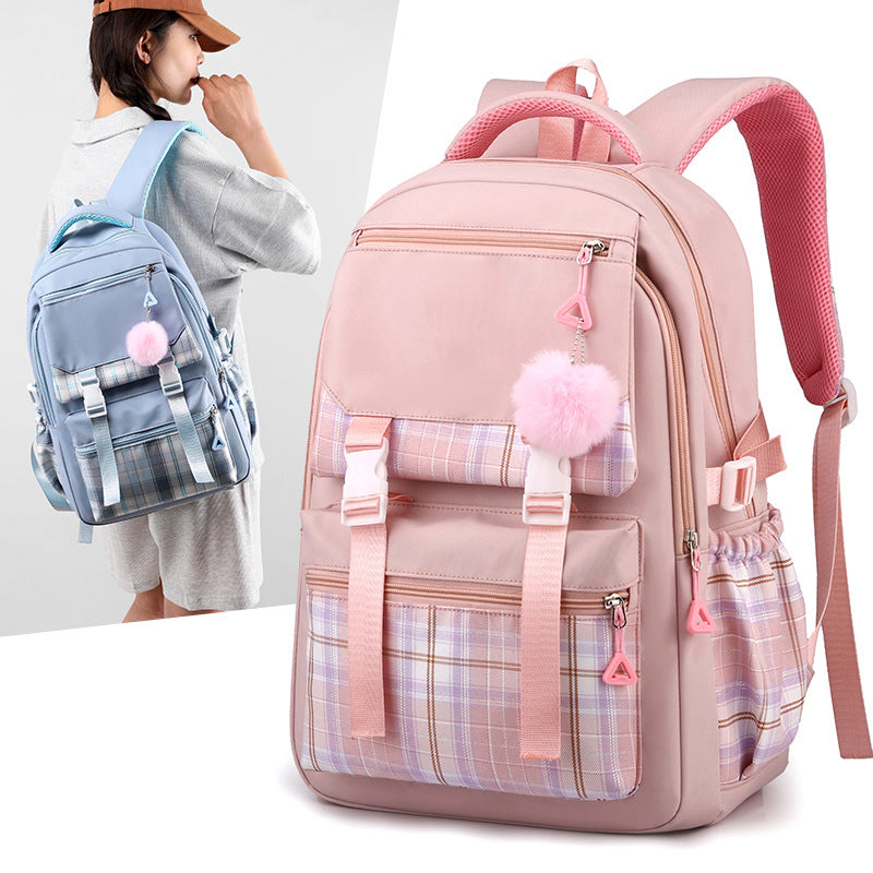 Sac à dos pour ordinateur multicouche simple couleur solide pour femmes