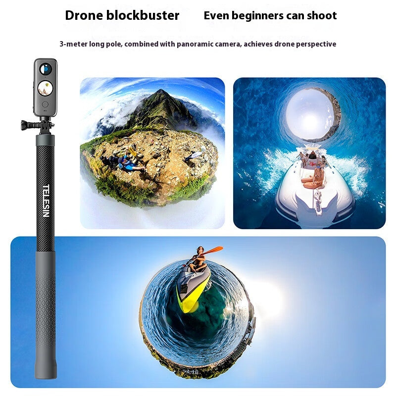 3 M fibre de carbone Super long Invisible Selfie Stick