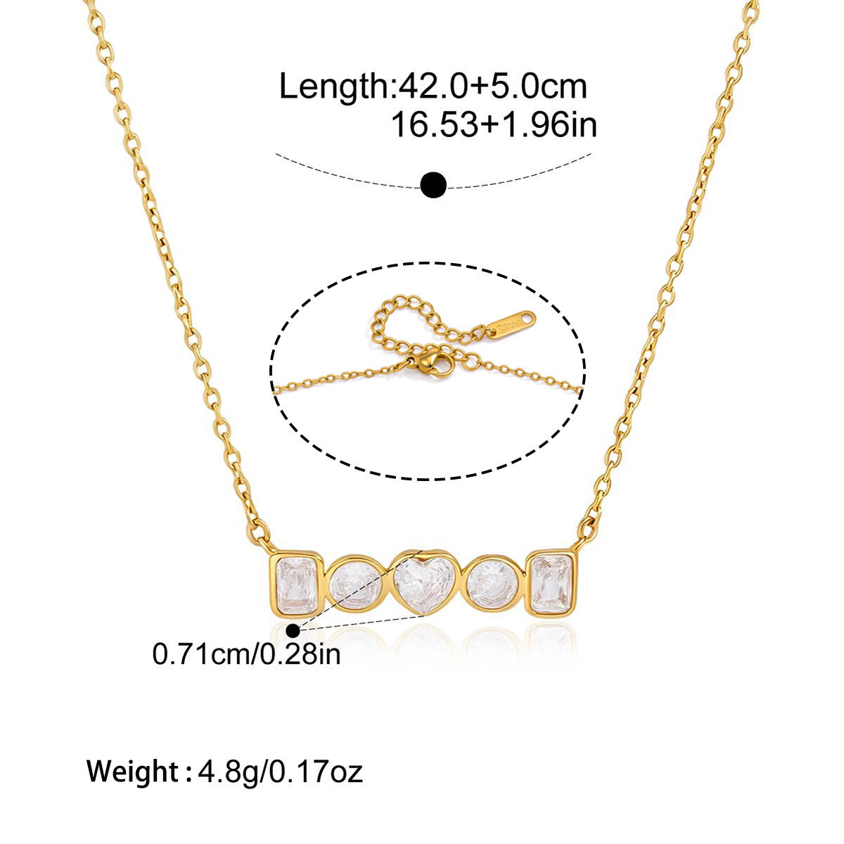 Zircon Collier en acier titane Et résistant à la Fade