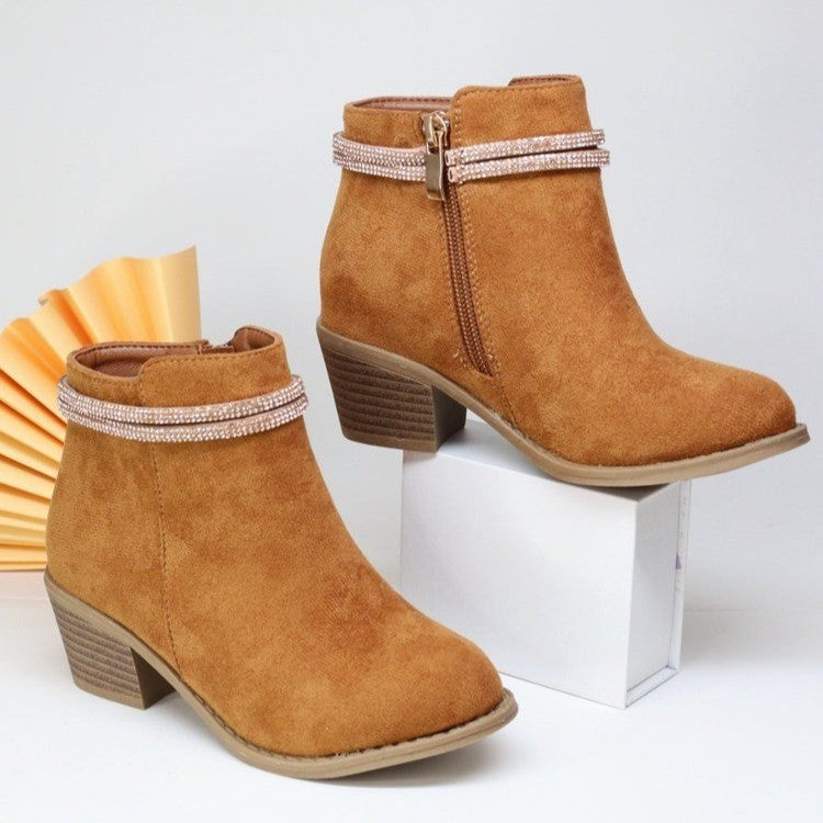 Fashion Filles Double Strap Strass Booties