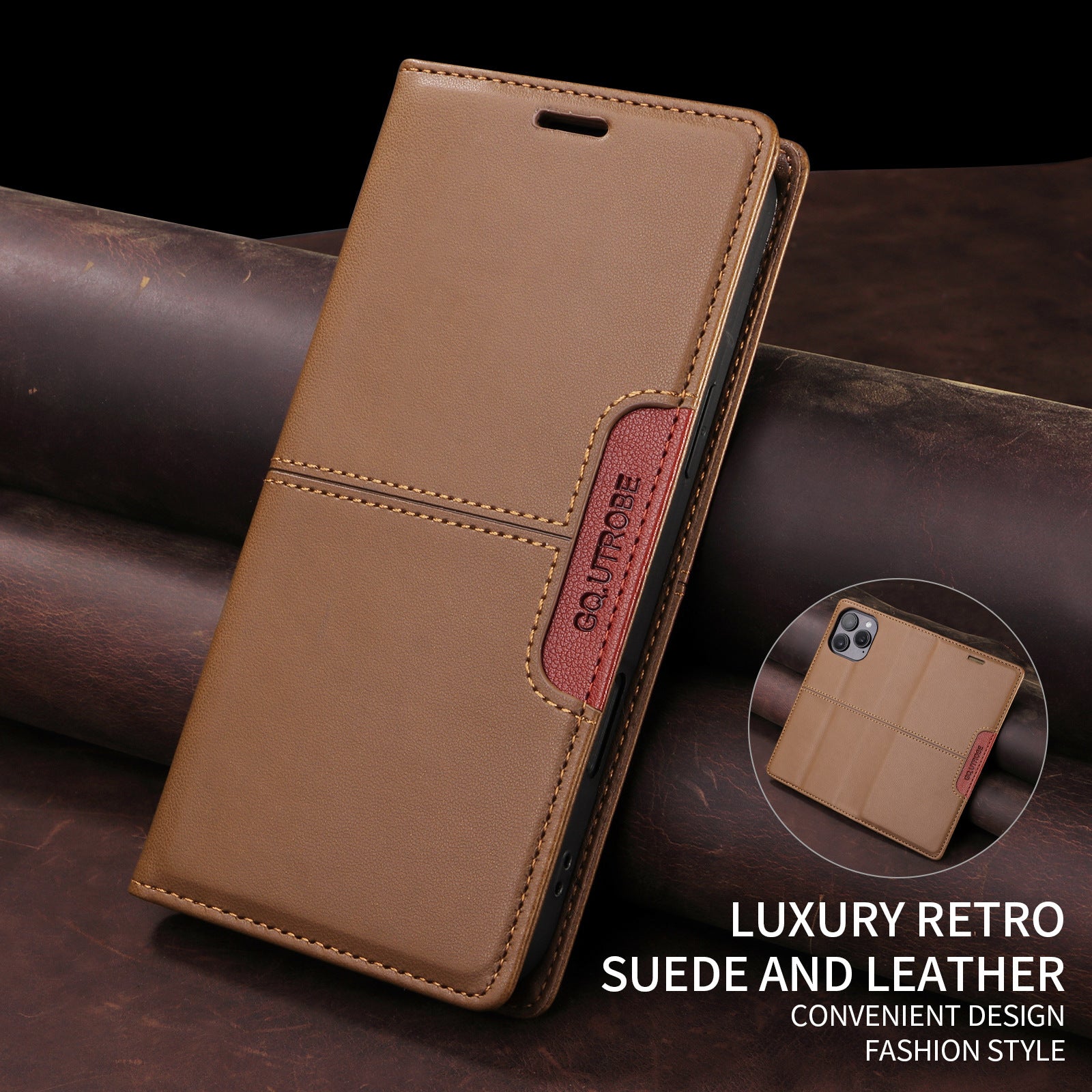 Étui en cuir d'affaires en antivol léger de luxe en cuir skin-feel