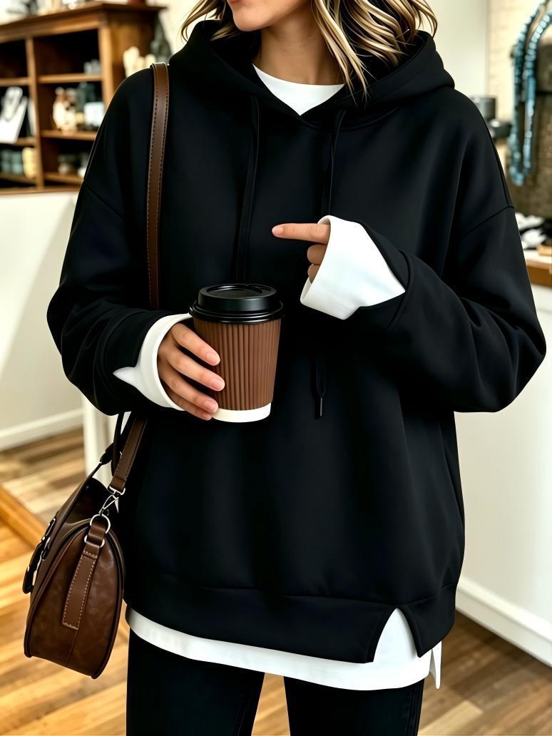 Automne-hiver Femmes Faux Sweat à capuche deux-pièces