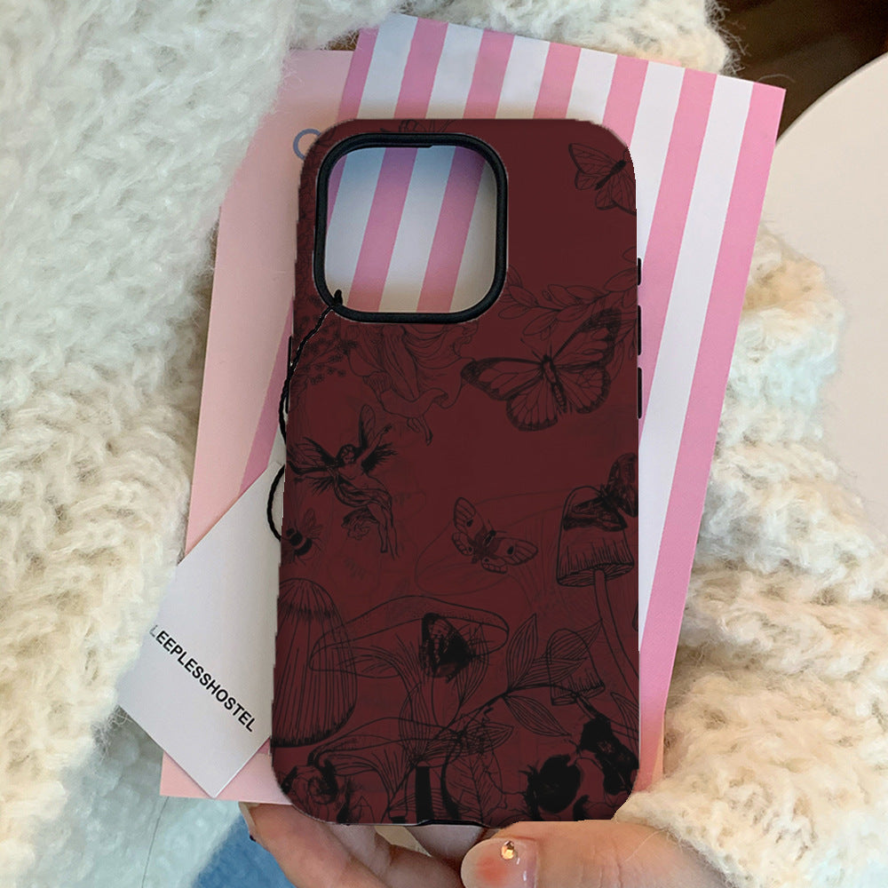 Retro Butterfly Flower Stain Telephone Case résistant