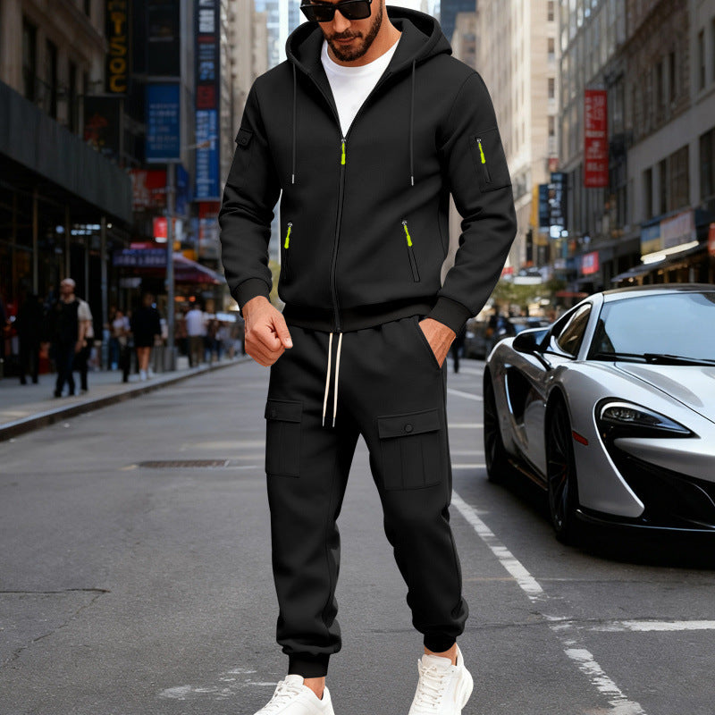 Men's fleece tracksuit, baggy hoodie and pants set