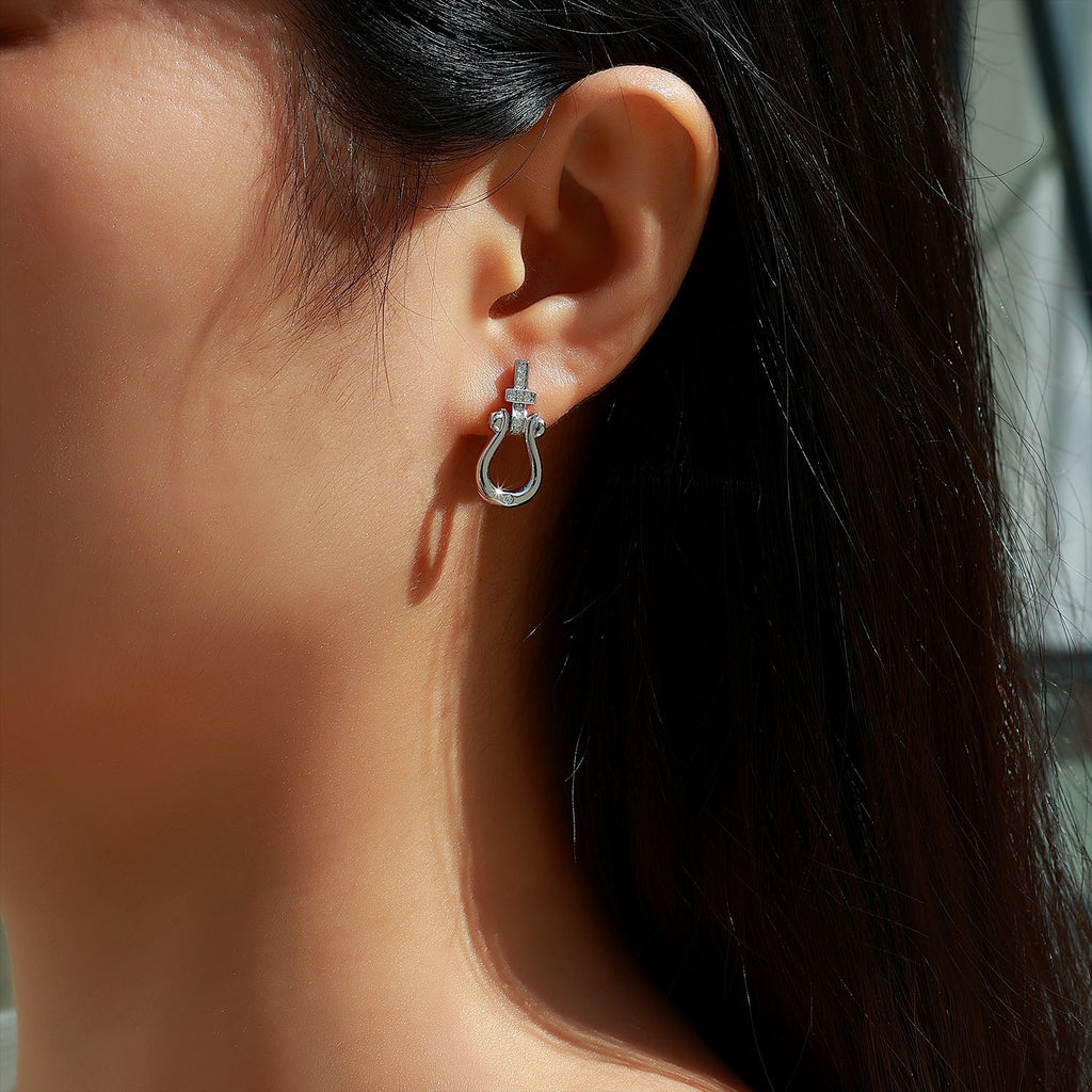 S925 Boucles d'oreilles en fer à cheval en argent sterling