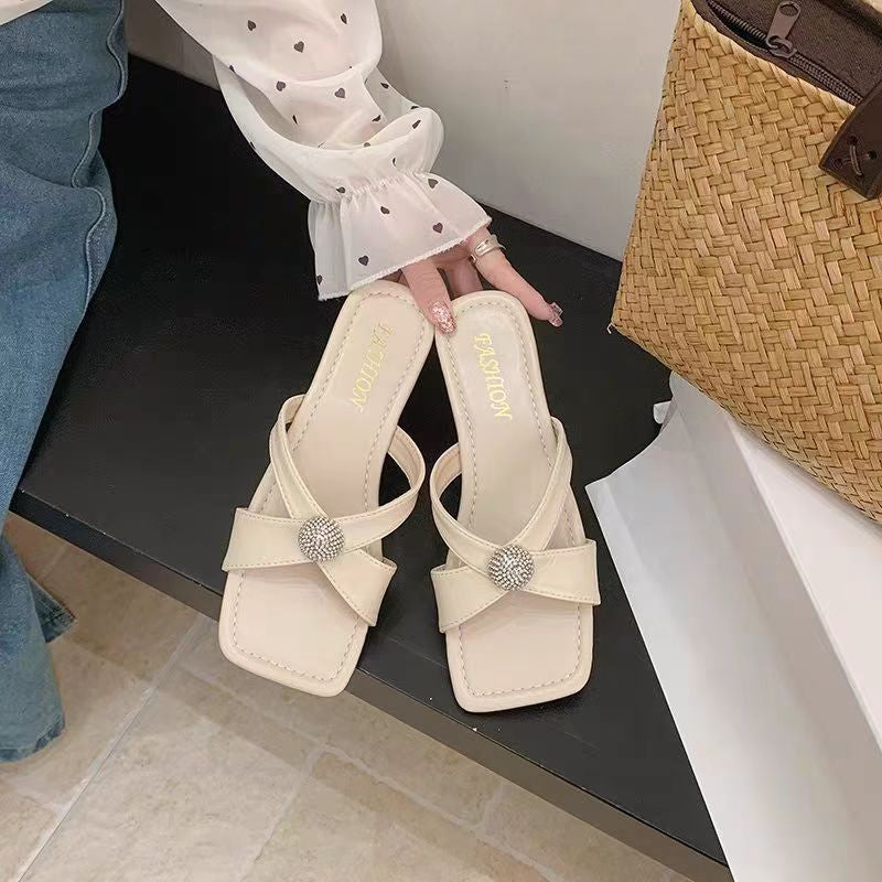 Femmes Style de fée Toe ouvert T-Strap Sandales à glissière plate
