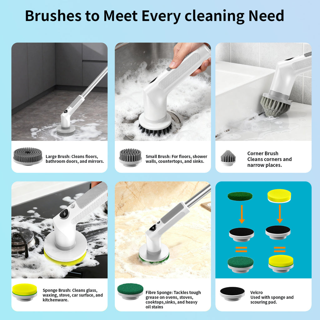 Brosse de nettoyage multifonctionnelle extensible à manches longues