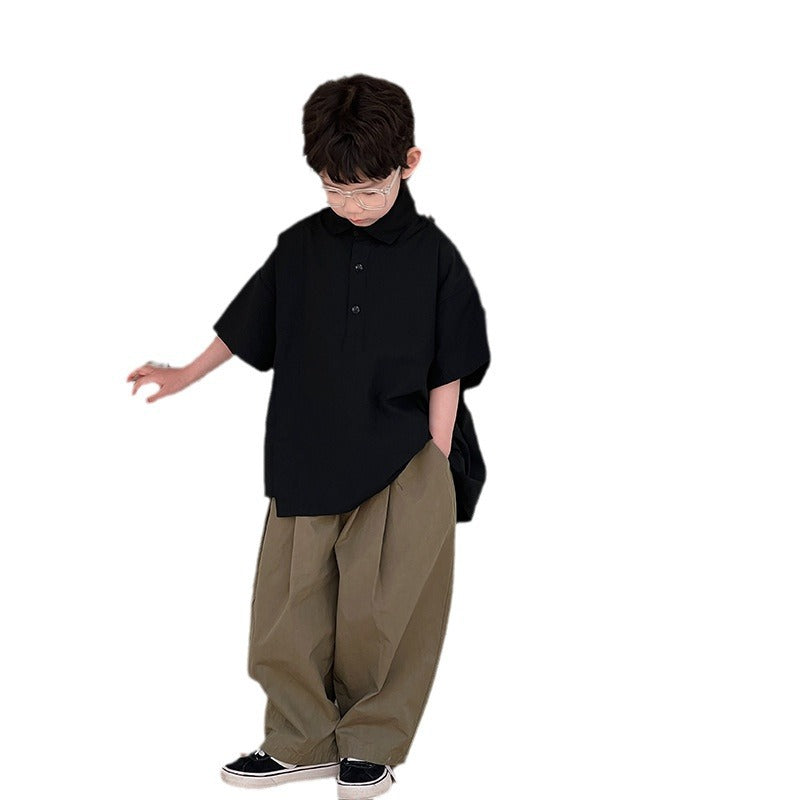 Vêtements d'été pour enfants Chemise blanche à manches courtes pour garçon