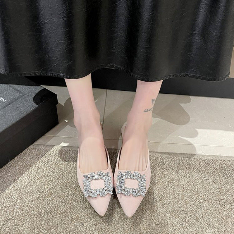 Sandales pointues en Strass à talons en chunky
