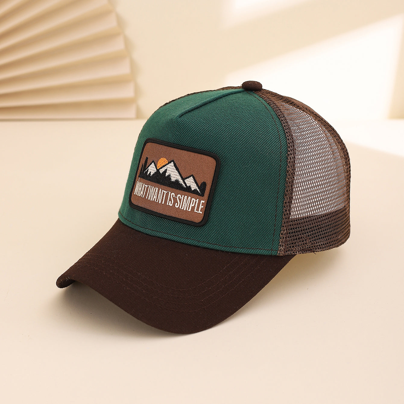 Patchwork homme Sunset Mountain Mesh Casquette de baseball