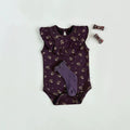 Summer Niche style Ruffled Berry-purple Floral Baby Onesie
