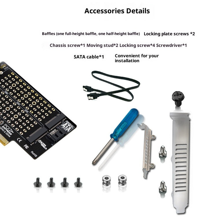 PH42 M2 NVMe NGFF SSD vers PCIE SATA Dual Disk Transfer Support de carte étendu MKey BKey