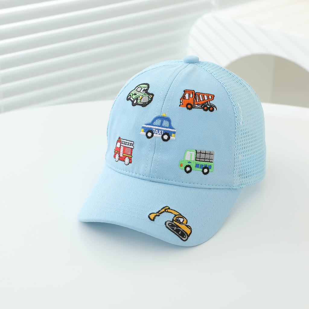 Style pour enfants Brodé modèle mixte Petite voiture avec semi-net respirant Brimmed Withou