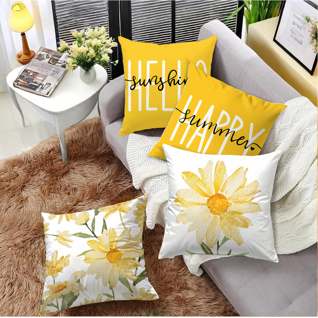 Chic Velvet Plant-Print Home Décor Couverture d'oreiller