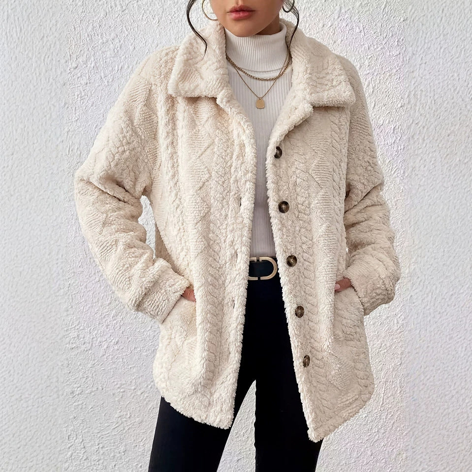 Veste Diamond-Check en peluche bouton-avant