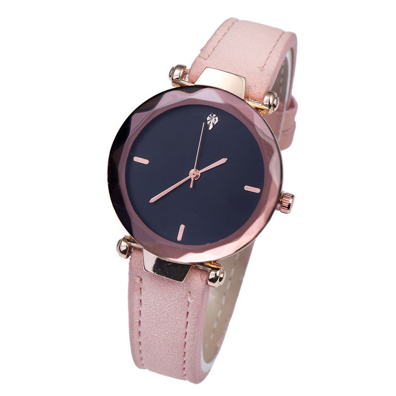 Couples à la mode Waterdrop-Cut Diamond Frosted Bracelet en cuir Quartz Rhombus Montre pour W