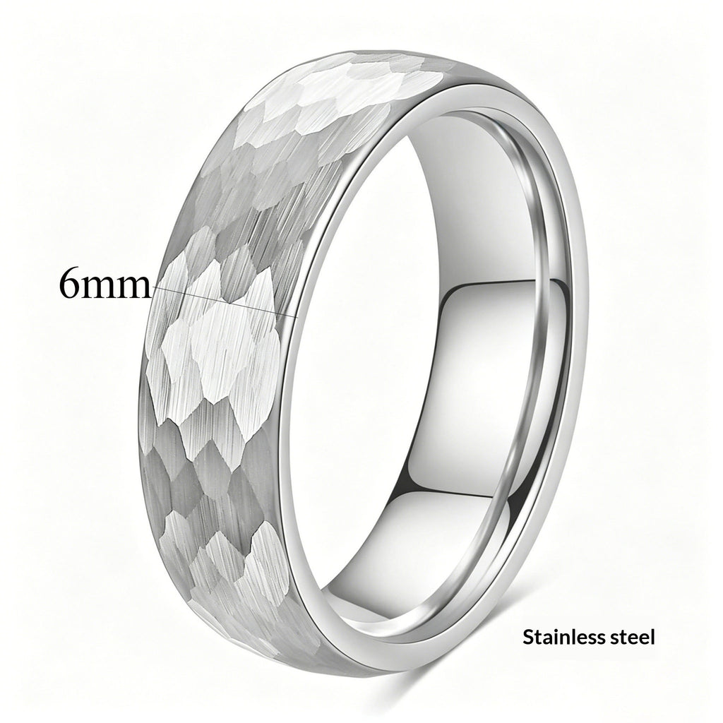 Bague en acier inoxydable marbré à l'échelle du poisson rétro