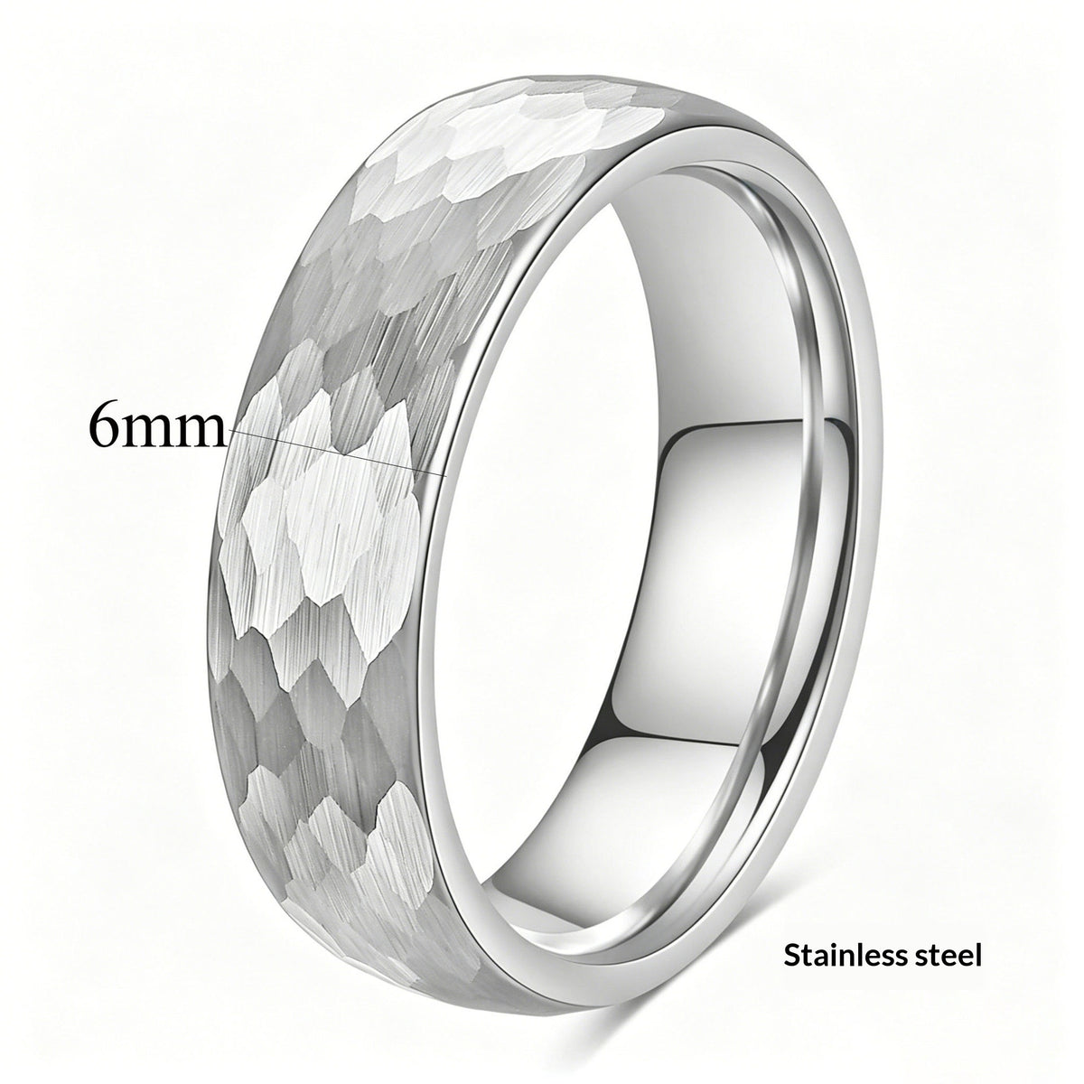 Bague en acier inoxydable marbré à l'échelle du poisson rétro