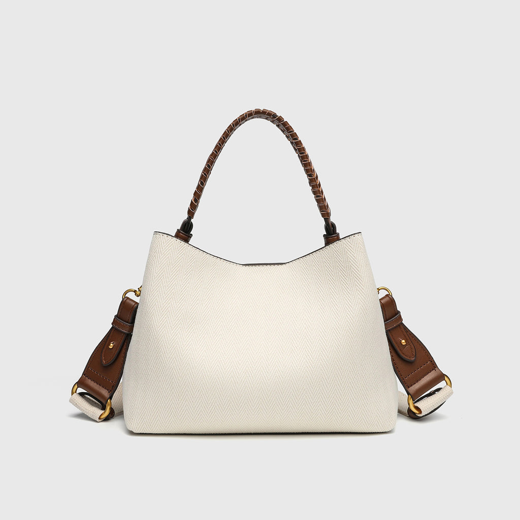 Sac à seau en paille tissé à la main - Tige casual pour femmes avec sangle d'épaule pour Dai Printemps Été