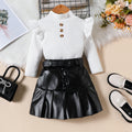 Ceinture de jupe plissée en cuir PU à manches longues haute