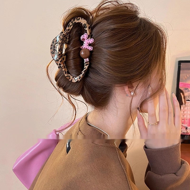 Leopard-Imprimer Clip à cheveux en nuage pour femmes de style haut de gamme