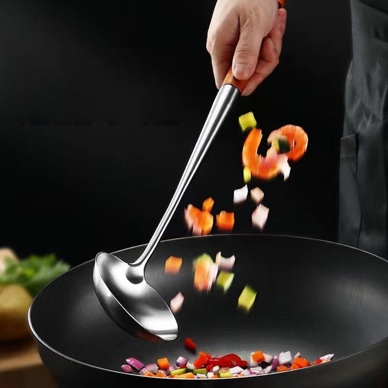3PCS Wok Spatule & Louche Skimmer Louche Outil 17pouces en acier inoxydable Wok Spatule