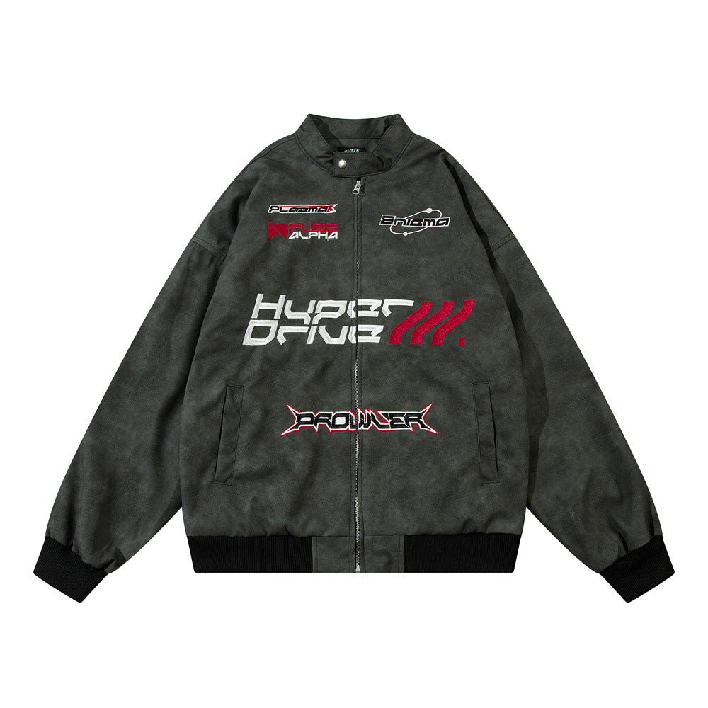 Robe de moto en cuir brodée pour hommes
