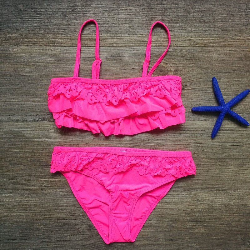 Maillot de bain bikini pour enfants Multicouche Ruffle Bikini Port de fille