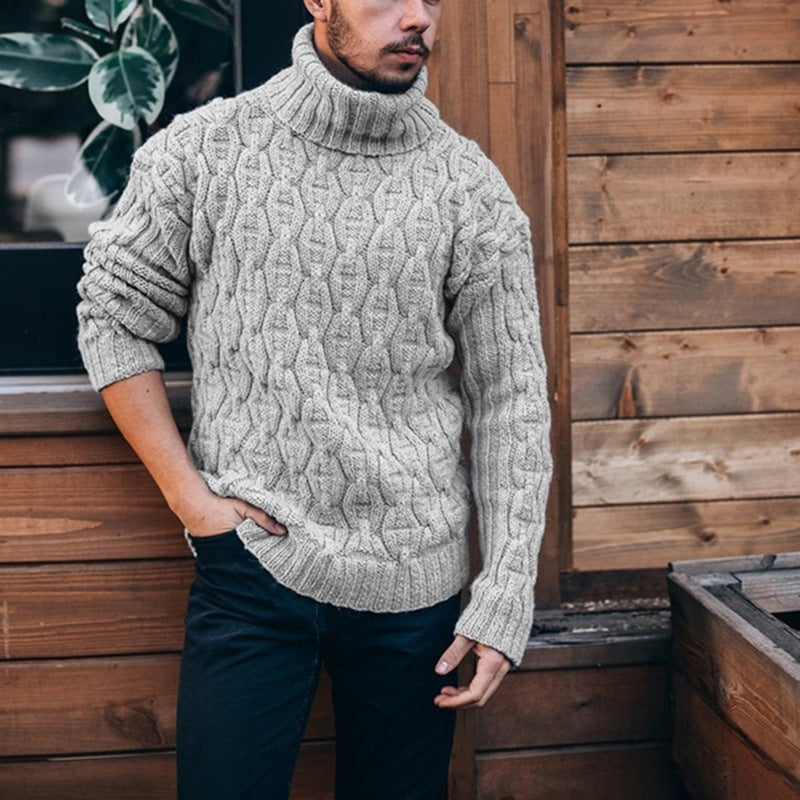Homme Couleur solide Tendance Tendance Col Tortue Chandail tricoté