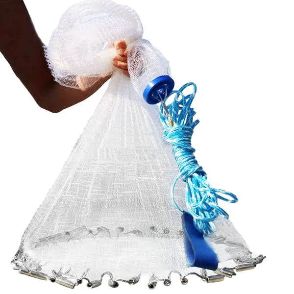 Pêche filet de filet de pêche piège facile lancer lourd duty main Cast net avec chaîne Sinker fond Sp