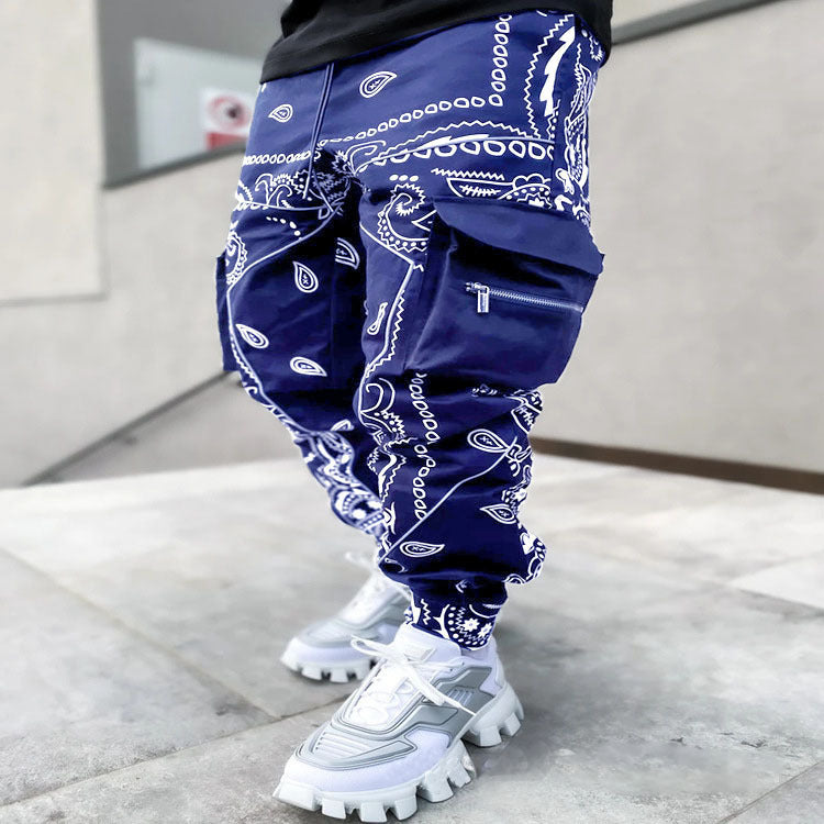Pantalons d'impression pour hommes enroulés Bloomers Pantalons à large leg Harem Casual