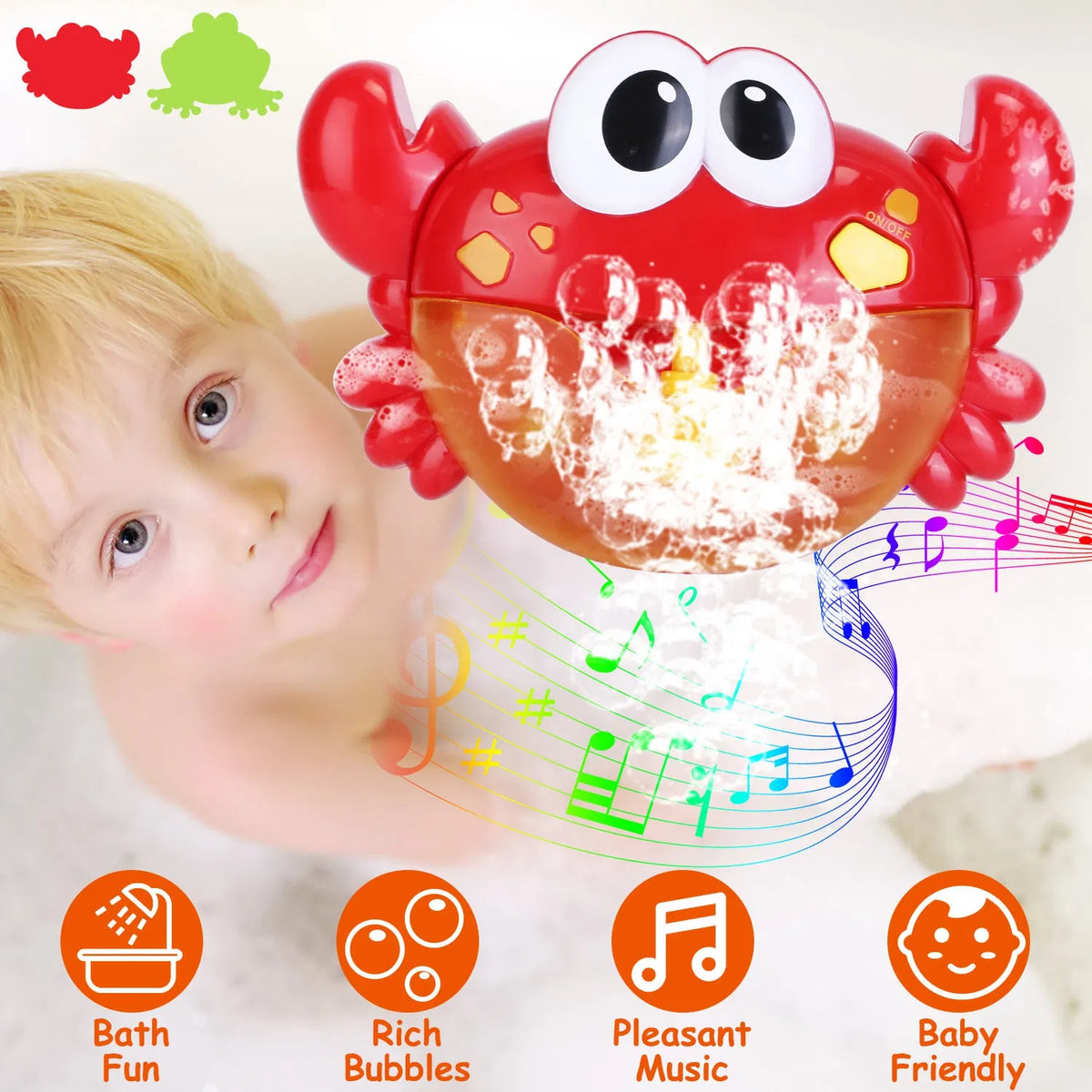 Frog Musical Bubble Bath Maker Jouets de bain de bébé pour baignoires Toddler Bubble Machine pour bain