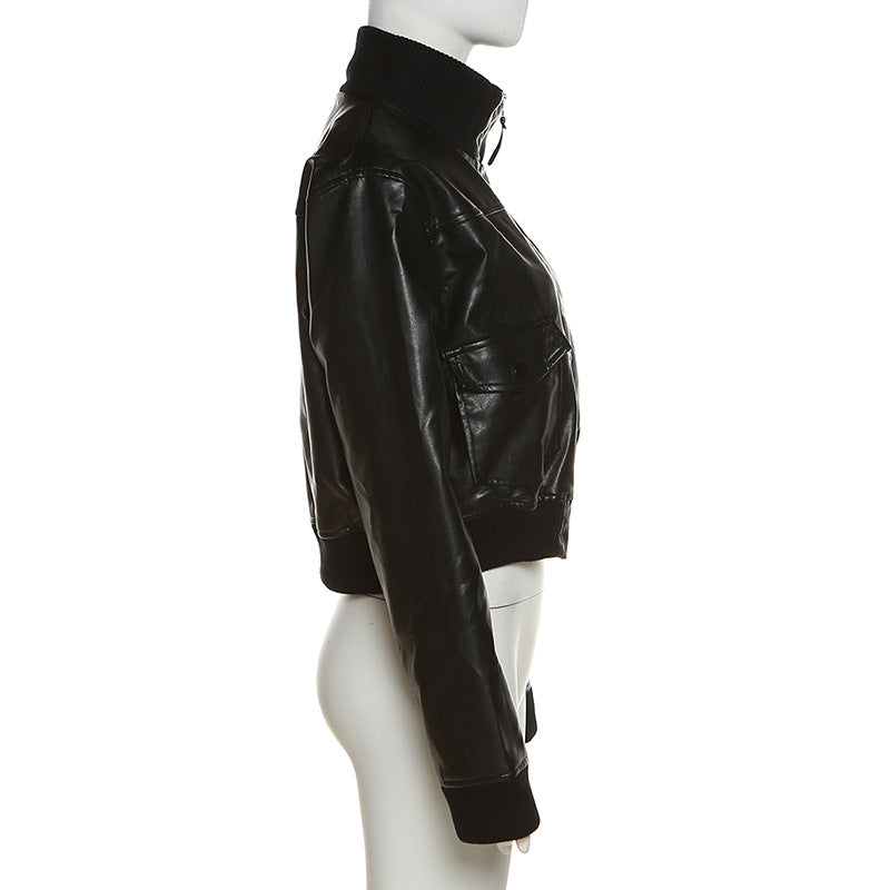 Loose Street Style Stand Up Collar Veste à manches longues