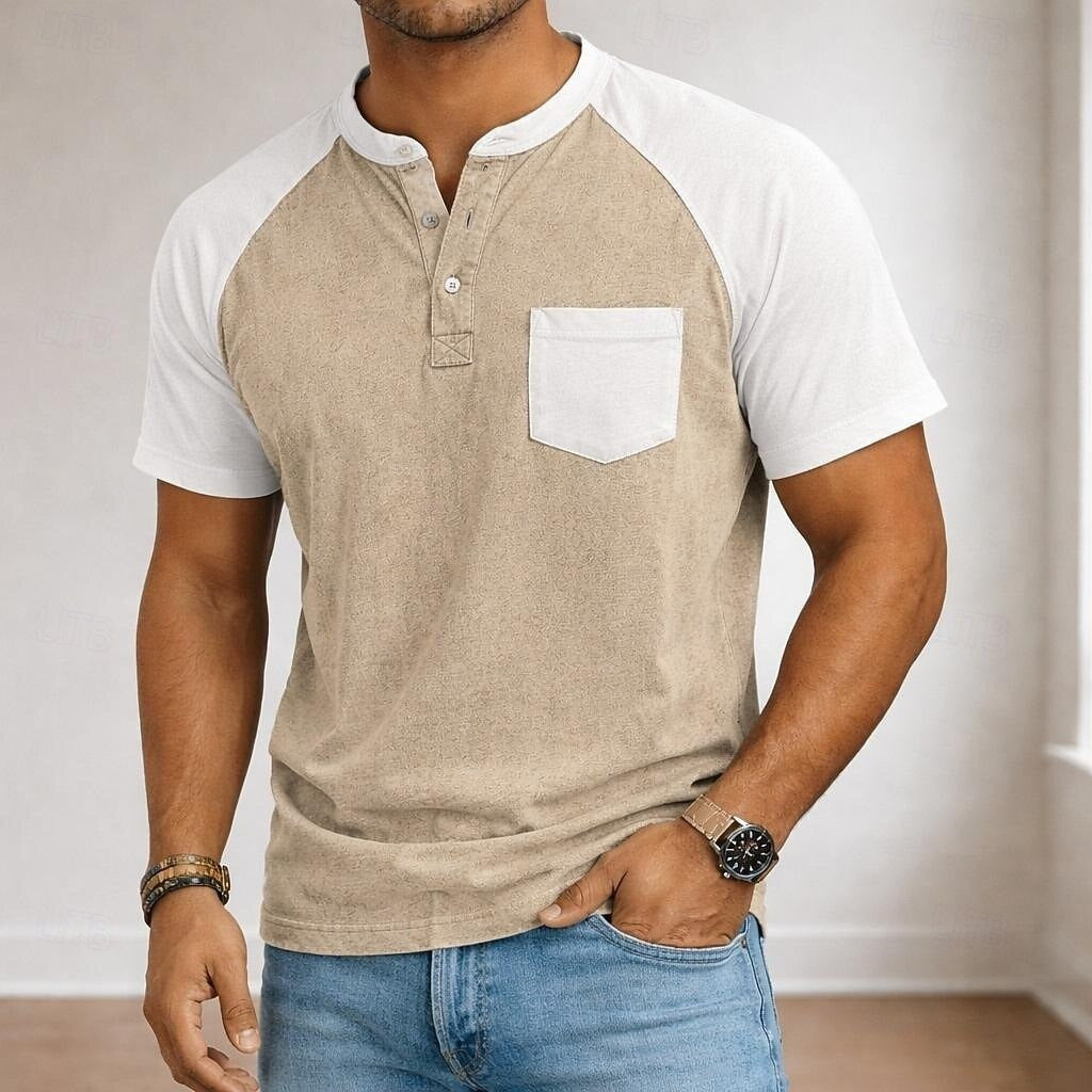 Men's polo shirt with a classic Henley collar