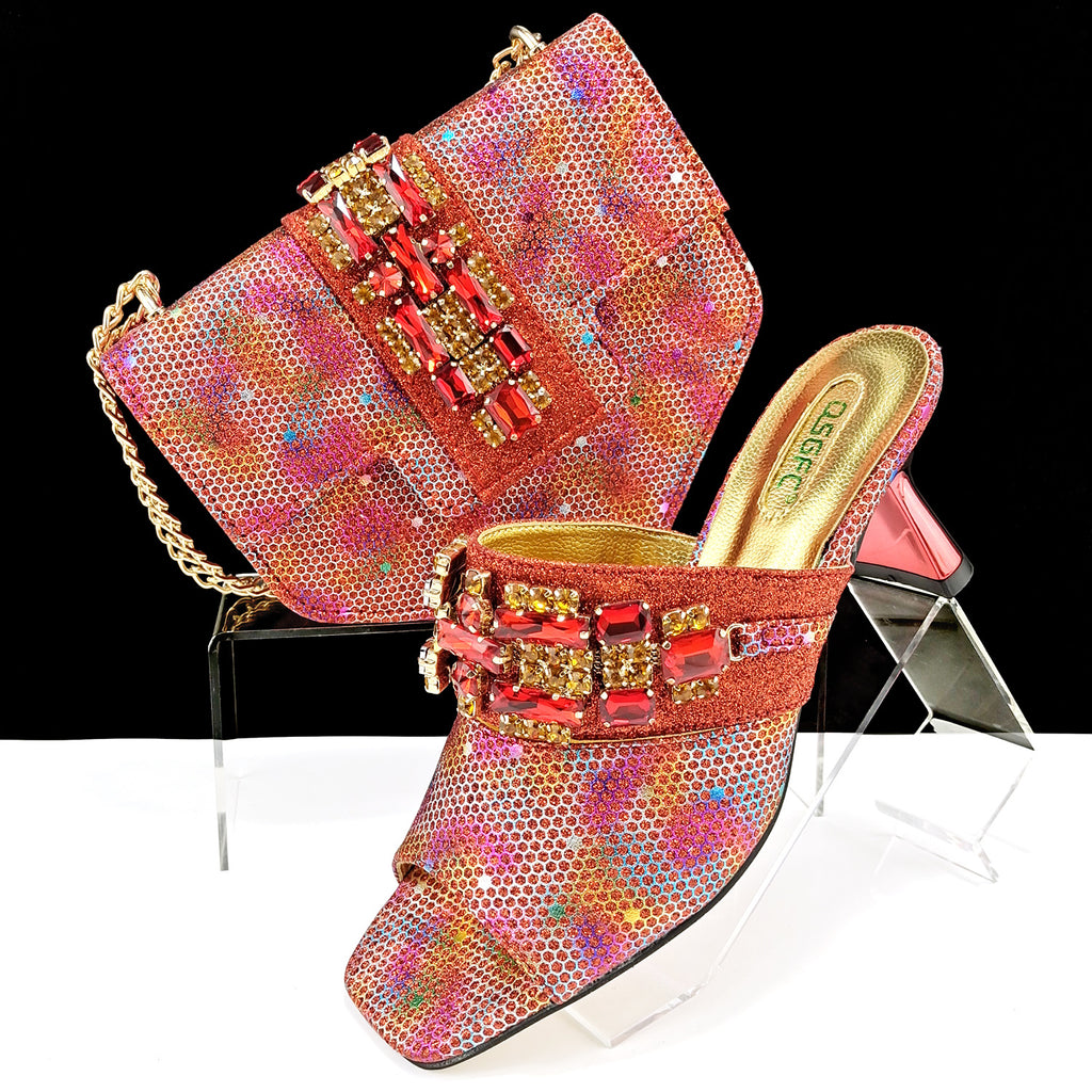 Chaussures et sacs pour femmes Camouflage en tissu Perceuse perceuse décorative à talons hauts