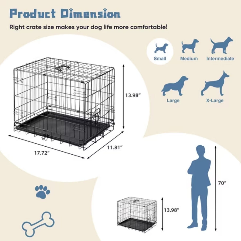 Cage de chien à porte unique - Kennel en métal durable