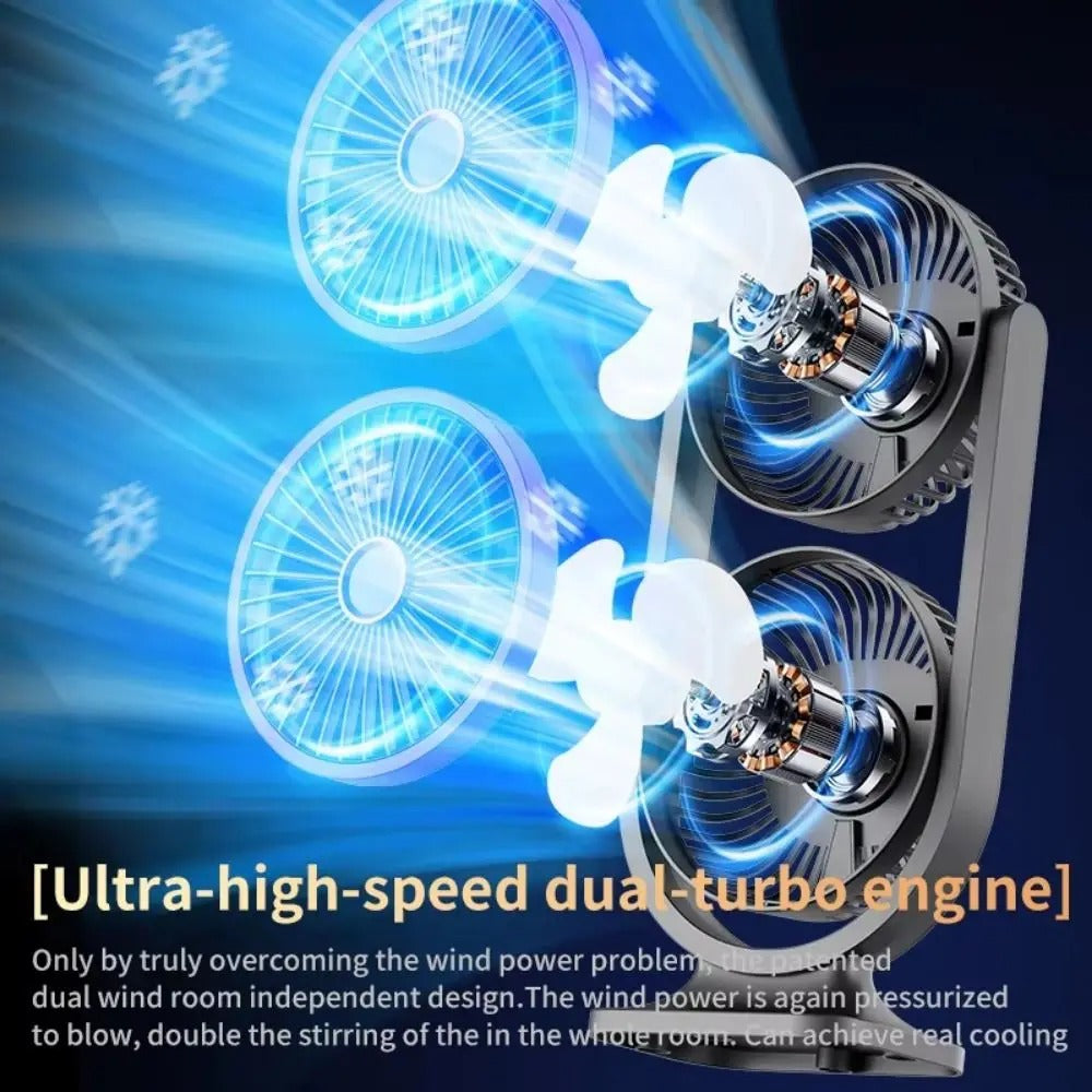 5 engrenage ventilateur de bureau double tête USB rechargeable faible bruit ventilateur de bureau double nuit lumière I