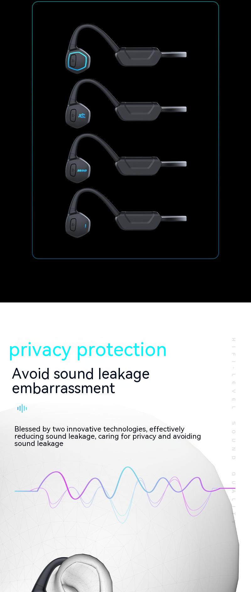 Casque Bluetooth pour la conduction osseuse Petite lampe de nuit à induction Grade 8