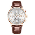 Calendrier multifonctionnel Ceinture en cuir imperméable Hommes Business Montre mécanique