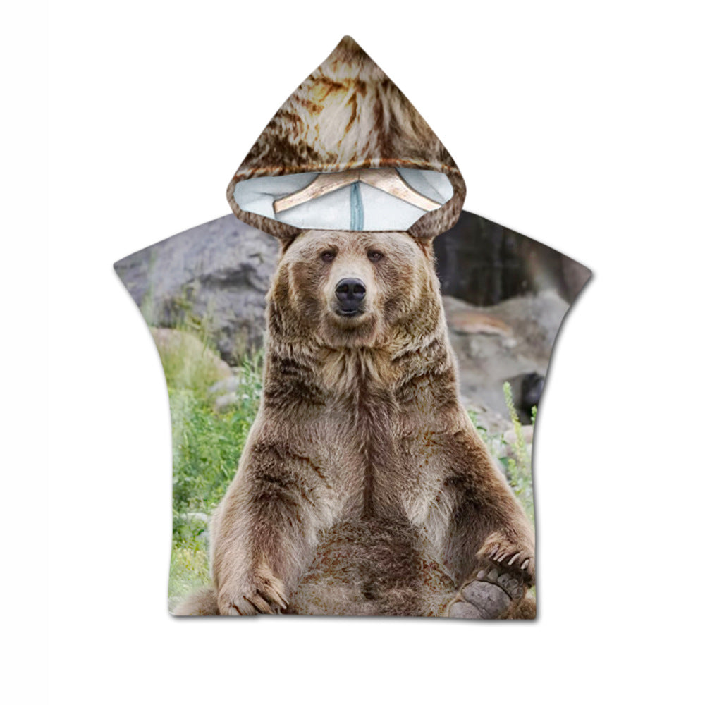 Broderie Livraison 2 jours Broderie Animal Numérique Imprimer Serviette de plage Enfants à capuche