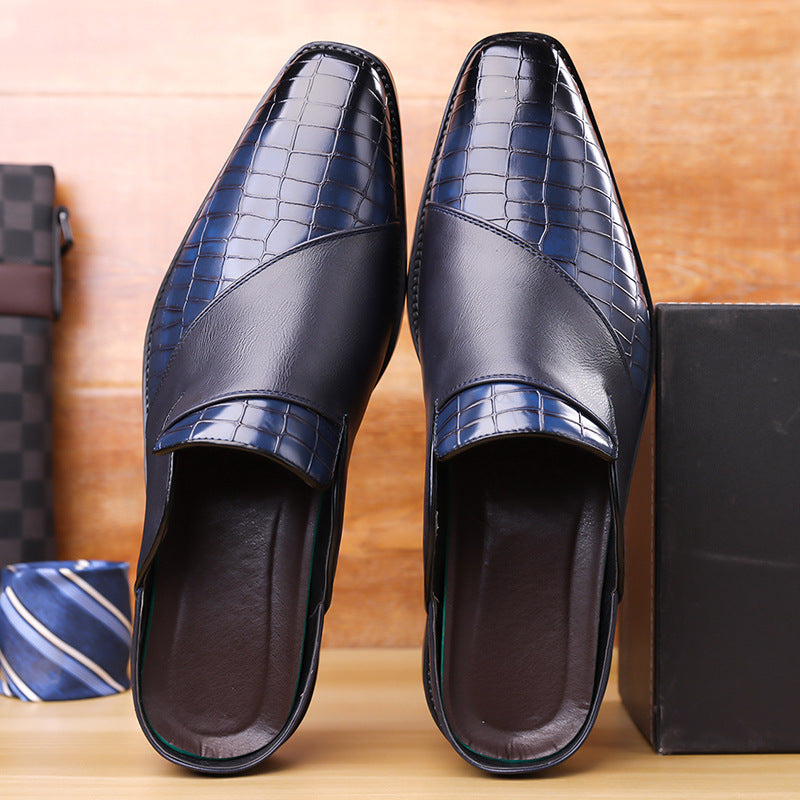 Hommes pointu-orteil cuir demi-chaussons sans un talon pour l'usure extérieure
