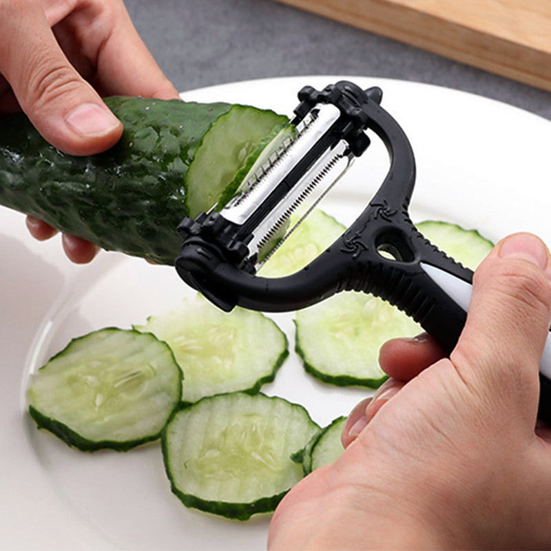 3-en-1 Rotary Vegetable Peeler Julienne Slicer Outil de cuisine Acier inoxydable Fruit Peeler