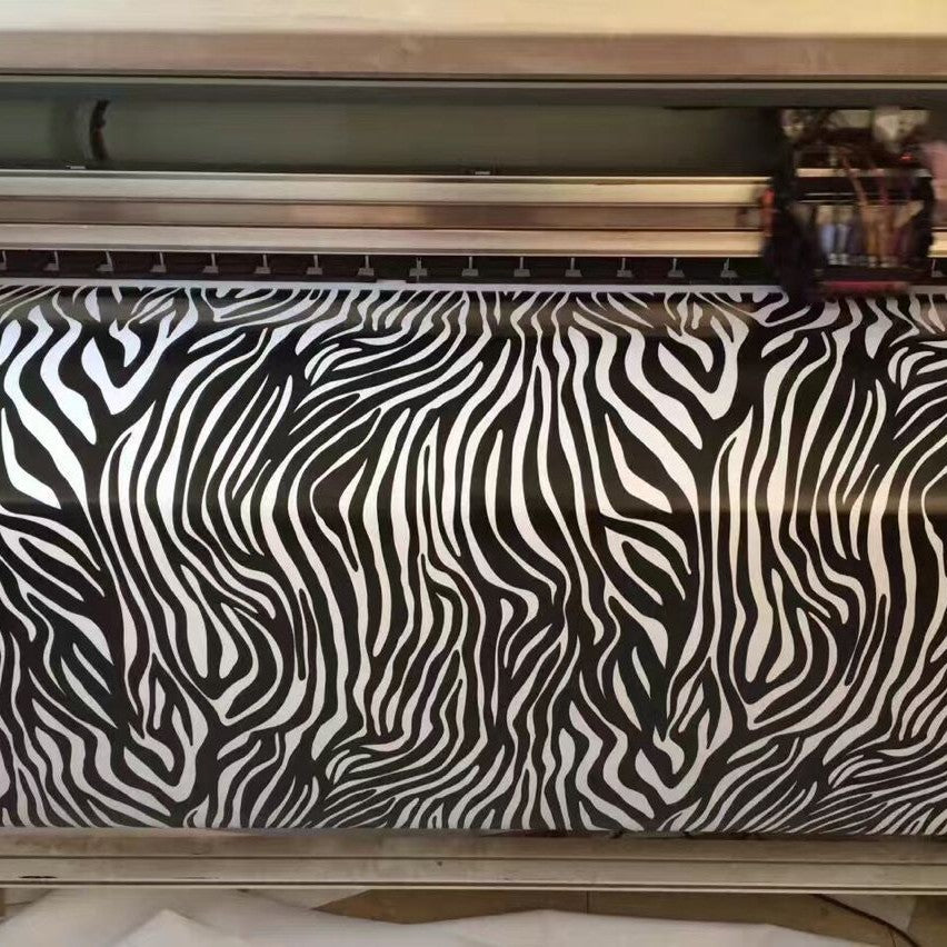 Voiture Graffiti Colorful Auto Film Zebra Pattern Noir et blanc Plaid