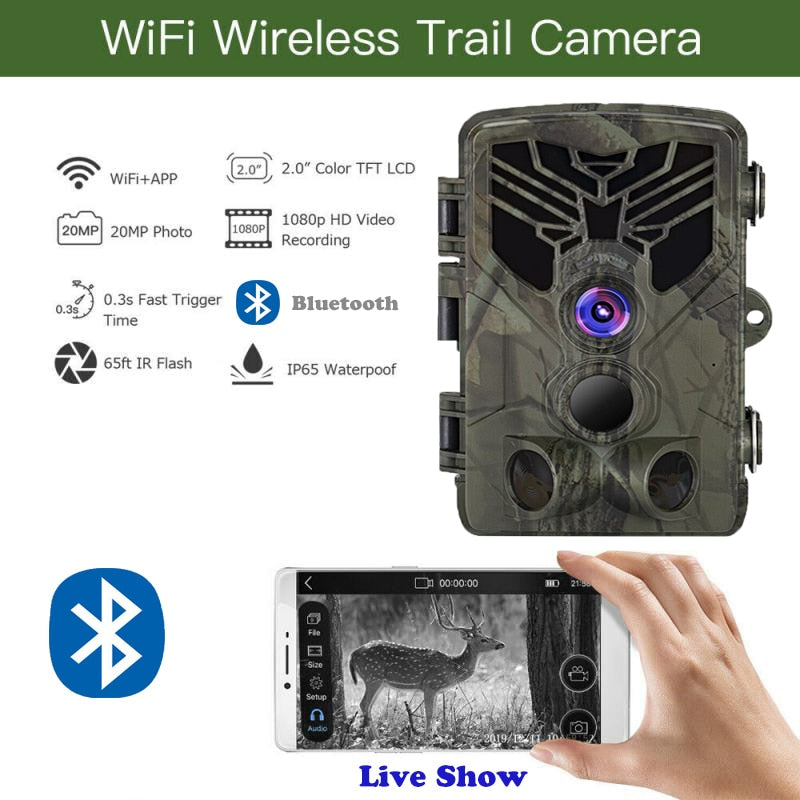 Caméra de suivi de terrain Live Wifi APP Caméra de chasse Bluetooth Wi-Fi830 20MP 1080P