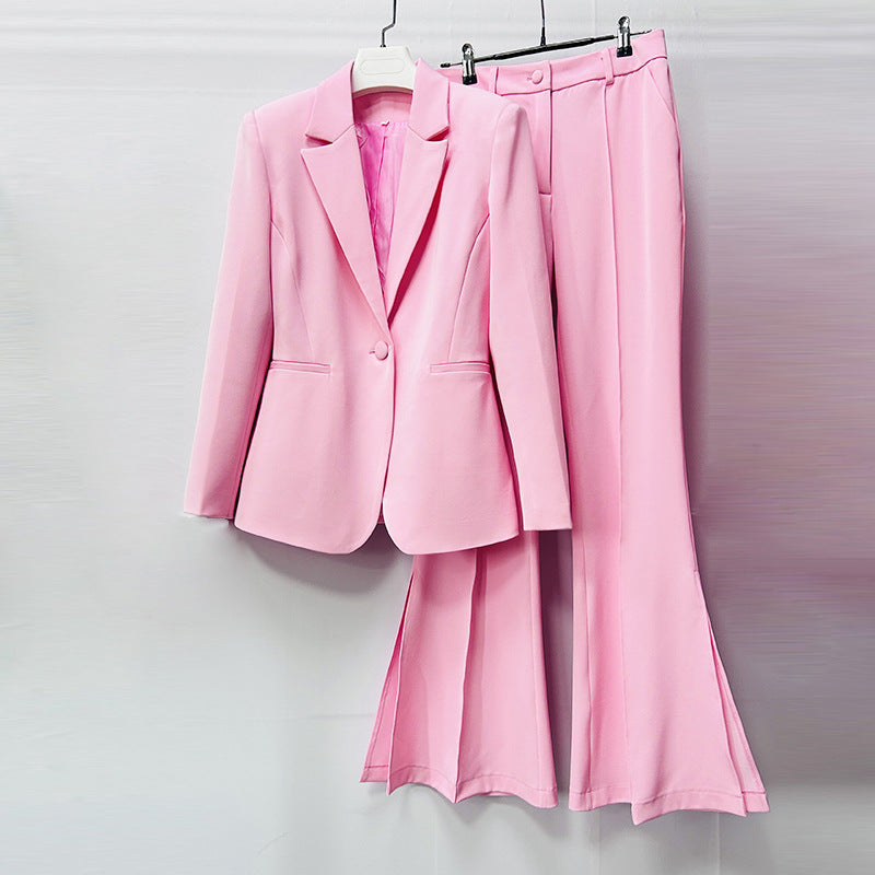 Pantalon de sol en feutre à clin d'oeil à une seule main Blazer à épingle et à grande taille Pantalon bipiec